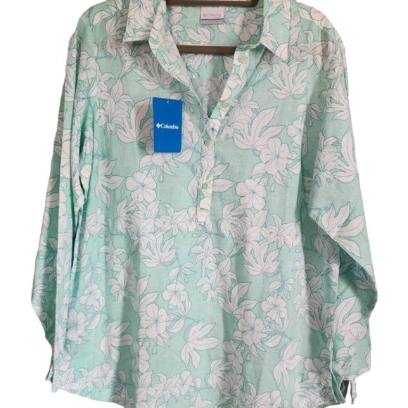 Columbia Tops - NWT Columbia Camp Henry II Tunic Mint/Teal and white